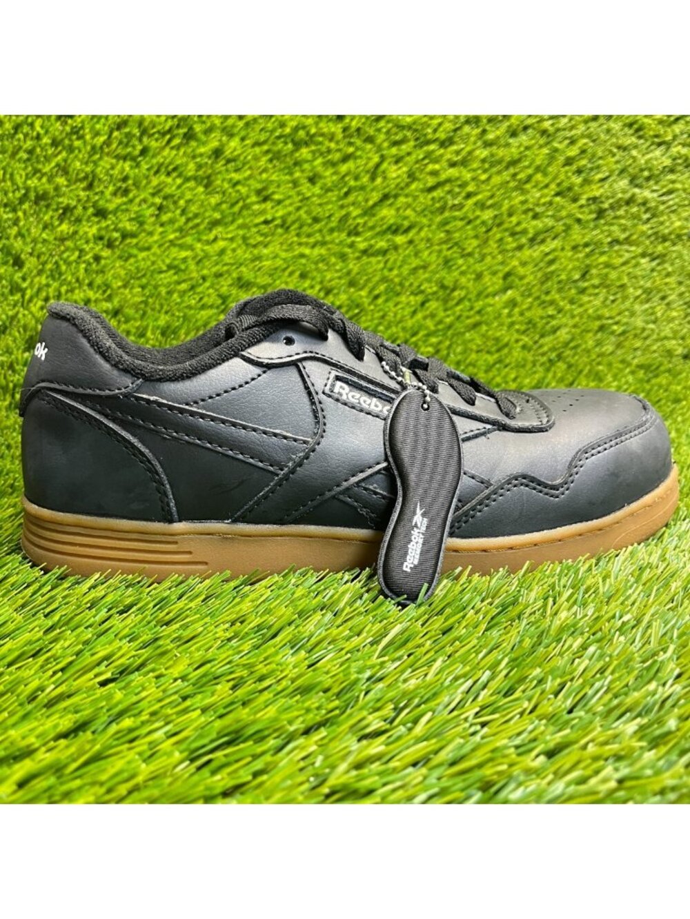 Reebok‎ Club MEMT Mens Size 7 Black Gum Leather Composite Toe Safety Work Shoes